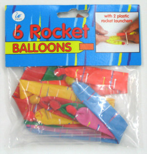 6er Raketen Luftballons, mit Pfeife, Header