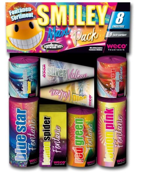 Smiley Maxi Pack, 8-tlg. Jugend-Font&auml;nen Sort. KAT F1