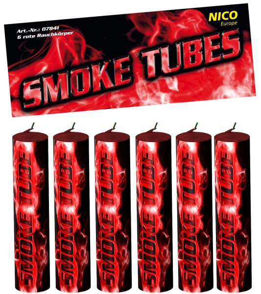Smoke Tubes Rot, 6er-Btl. Rauchkörper T1