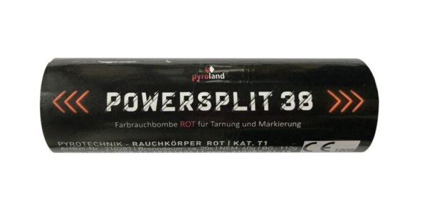 Powersplit 38, Doppelrauch mit Reißzünder Rot, T1, 20 Sek