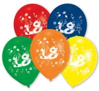 Amscan Luftballons 10er farblich sortiert mit Zahl 18
