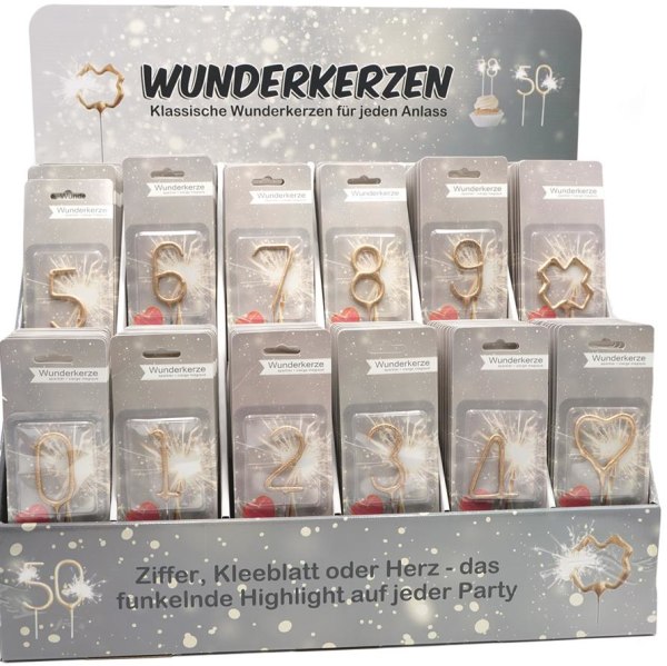 Wunderkerzen Mix, 144-tlg., 18cm gold, im Verkaufsdisplay