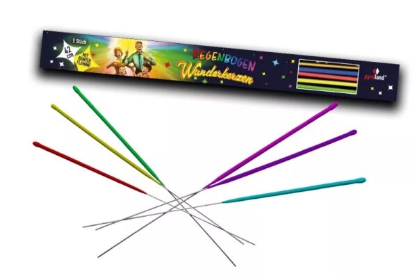 Regenbogen Wunderkerzen 42 cm, 5er FS