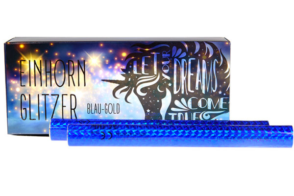 Einhornglitzer Eisfont&auml;ne Blau/Gold, 12er