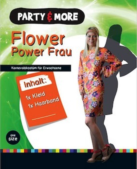 Fasching / Karneval Flower Power Kleid + Haarband