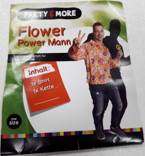 Fasching / Karneval Flower Power Man Hemd/Shirt+Kette Peace